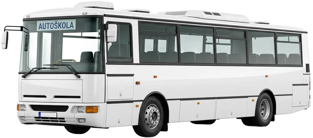 Výcvikový autobus Karosa s nápisem AUTOŠKOLA